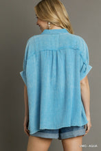 Load image into Gallery viewer, Umgee Gauze Button Down Top in Aqua