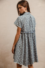 Load image into Gallery viewer, BiBi Denim Floral Mini Dress with Frayed Details in Denim