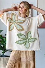 Load image into Gallery viewer, Oli & Hali OVERSIZED Contrasting Flower Patch Top in Cream