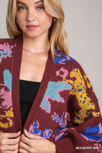 Load image into Gallery viewer, Umgee Animal Print Open Front Knit Cardigan in Mulberry Mix
