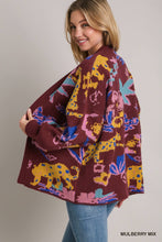Load image into Gallery viewer, Umgee Animal Print Open Front Knit Cardigan in Mulberry Mix