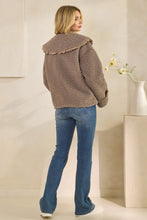Load image into Gallery viewer, Veveret Sherpa Jacket with Ruffle Trim in Gray