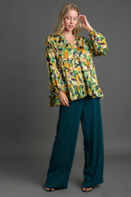 Load image into Gallery viewer, Umgee Satin Floral Ruffle Trim Detail BabyDoll Top in Goldenrod