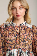 Load image into Gallery viewer, Umgee A-Line Mixed Floral Print Top in Navy