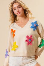 Load image into Gallery viewer, BiBi Crochet Flowers Patched Sweater in Oatmeal