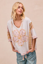 Load image into Gallery viewer, BiBi Mix n Match Hooded Top with Large Flower Patch Front in Ivory