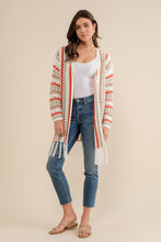 Load image into Gallery viewer, Cozy Co. Multi Color Striped Open Knit Cardigan in Multi