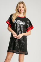 Load image into Gallery viewer, Umgee Round Neck Mini Dress GAME DAY STYLE in Black