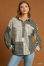 Load image into Gallery viewer, Umgee Striped Eyelet Top in Black