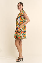 Load image into Gallery viewer, Davi & Dani Ruffle Sleeve Floral Dress in Orange