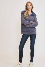 Load image into Gallery viewer, Umgee Mineral Washed Half Zip Up Top in Navy