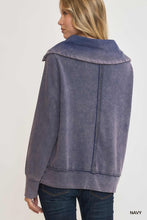 Load image into Gallery viewer, Umgee Mineral Washed Half Zip Up Top in Navy