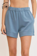 Load image into Gallery viewer, Umgee Luxeknit Mid Rise Pull On Shorts in Blue Grey