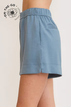 Load image into Gallery viewer, Umgee Luxeknit Mid Rise Pull On Shorts in Blue Grey