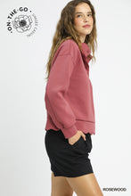 Load image into Gallery viewer, Umgee Luxeknit Scallop Hem Snap Pullover Top in Rosewood
