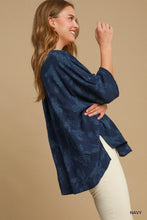 Load image into Gallery viewer, Umgee Floral Burnout Top in Navy