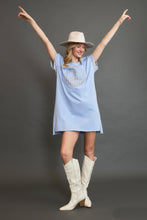 Load image into Gallery viewer, Umgee French Terry Peace Mini Dress in Periwinkle
