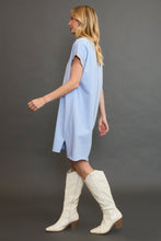 Load image into Gallery viewer, Umgee French Terry Peace Mini Dress in Periwinkle