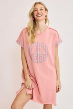 Load image into Gallery viewer, Umgee French Terry Peace Mini Dress in Pink