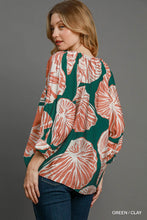Load image into Gallery viewer, Umgee Two Toned Floral Print Top in Green/Clay
