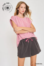 Load image into Gallery viewer, Umgee Double Tucked Cupro Drawstring Shorts in Charcoal