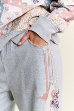 Load image into Gallery viewer, J.nna Multi Pattern Patched French Terry Pants in Grey Combo