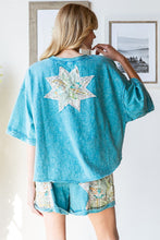Load image into Gallery viewer, Oli & Hali Multi Print Star Patched Top and Short Set in Blue