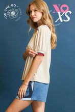 Load image into Gallery viewer, Umgee Ruffle Trim Polo Tee in Ecru