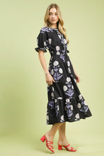 Load image into Gallery viewer, Umgee Bold Floral Print Midi Dress in Black/Blue