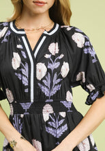 Load image into Gallery viewer, Umgee Bold Floral Print Midi Dress in Black/Blue
