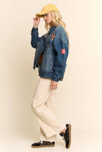 Load image into Gallery viewer, Davi & Dani Western Embroidered Trucker Jacket in Denim Blue