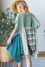 Load image into Gallery viewer, Oli & Hali OVERSIZED Mixed Fabric Babydoll Top in Dusty Green