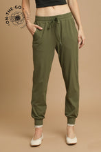 Load image into Gallery viewer, Umgee Elastic Drawstring Joggers in Moss