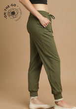 Load image into Gallery viewer, Umgee Elastic Drawstring Joggers in Moss