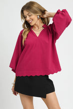 Load image into Gallery viewer, Umgee Solid Color Textured Top in Crimson