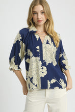 Load image into Gallery viewer, Umgee Bold Peony Floral Print Top in Navy
