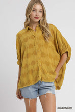 Load image into Gallery viewer, Umgee Jacquard Heart Collared Top in Golden Kiwi