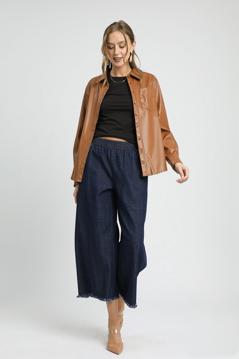 Umgee Fringe Hem Denim Pants in Dark Denim – June Adel