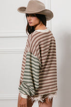 Load image into Gallery viewer, BiBi Multi Color Mixed Striped Top in Mocha/Rust/Olive