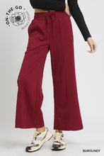Load image into Gallery viewer, Umgee Cable Knit Textured Wide Leg Pants in Burgundy