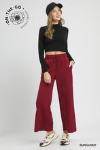Load image into Gallery viewer, Umgee Cable Knit Textured Wide Leg Pants in Burgundy