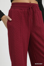 Load image into Gallery viewer, Umgee Cable Knit Textured Wide Leg Pants in Burgundy