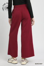 Load image into Gallery viewer, Umgee Cable Knit Textured Wide Leg Pants in Burgundy