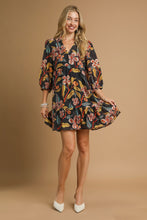 Load image into Gallery viewer, Umgee Tropical Floral Print Mini Dress in Black Mix