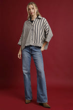 Load image into Gallery viewer, Umgee Mixed Stripe Button Down Top in Black