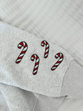 Load image into Gallery viewer, Full Embroidery Christmas Gingerbread Recipe Sweatshirt in Grey