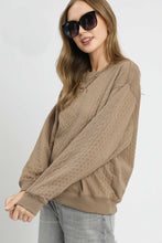 Load image into Gallery viewer, Umgee Cable Knit Pullover Top in Taupe
