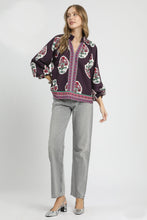 Load image into Gallery viewer, Umgee Boho Floral Print Top in Plum