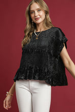 Load image into Gallery viewer, Umgee Velvet Smocked Top in Black