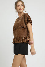 Load image into Gallery viewer, Umgee Velvet Smocked Top in Brown